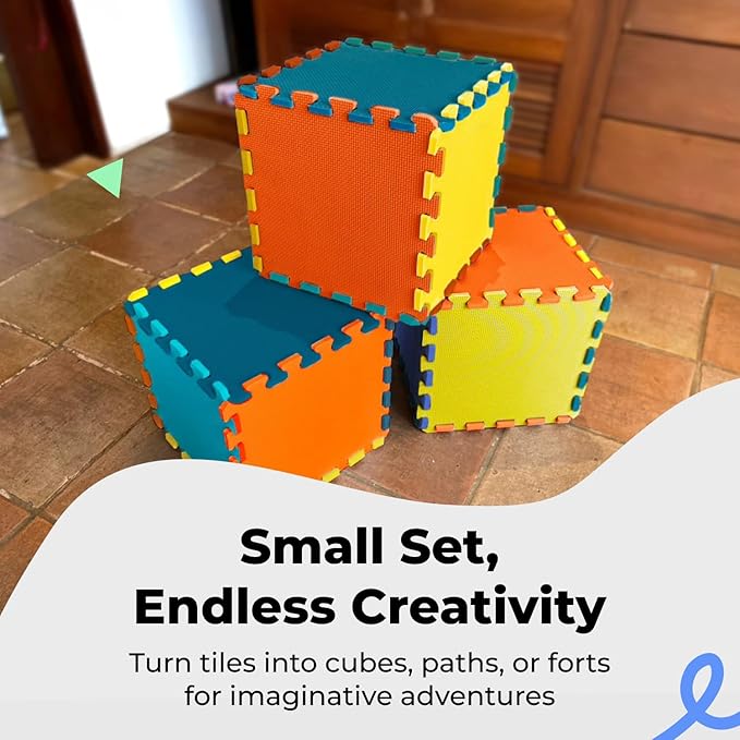 MioTetto Baby Play Mat, Comfortable Tummy Time Mat – Portable Foam Floor Tiles, Safe baby mat for floor for Crawling & Development, Soft play mat for babies 0-6 months, Stylish interlocking foam tiles