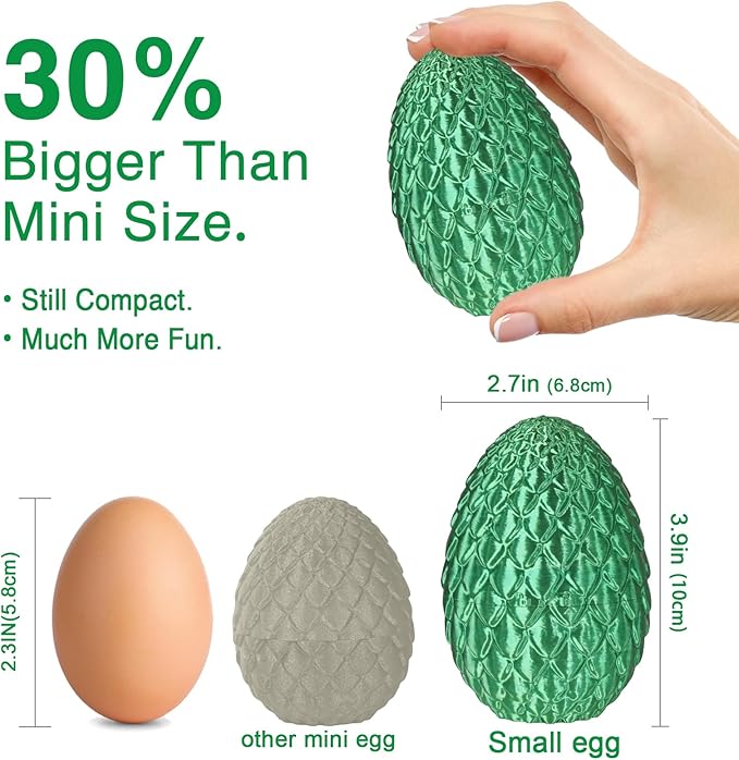 Small Dragon Eggs with Dragon Inside, 3D Printed Surprise Funny Gifts for Kids, Articulated Dragon Fidget Toys for Adults, Executive Desk Toys Office Room Décor (Christmas Green)