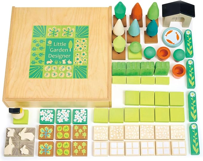 Tender Leaf Toys - Little Garden Designer - Wood Garden Building Play Set - Inspires Creativity, Encourages Role-Play and Story Invention, Educational Activity for Boys and Girls - Age 3+