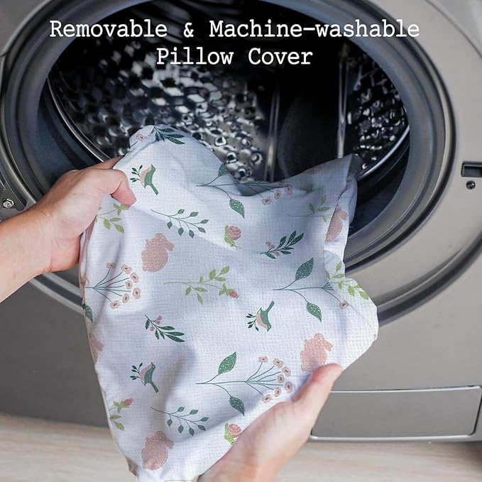 Little Grape Land Nursing Pillow, Soft 100% Cotton Breastfeeding Pillow with Breathable Muslin Cotton Removable Cover, Pink Bunny Breast Feeding Pillows for Babies 0-12 Months with Protective Zipper