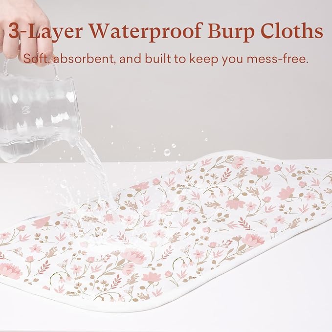 Premium 8-Pack Waterproof Baby Burp Cloths, Extra Large 13"X26" Soft Absorbent Burping Clothes for Newborns and Infants, Baby Shower Boys Girls