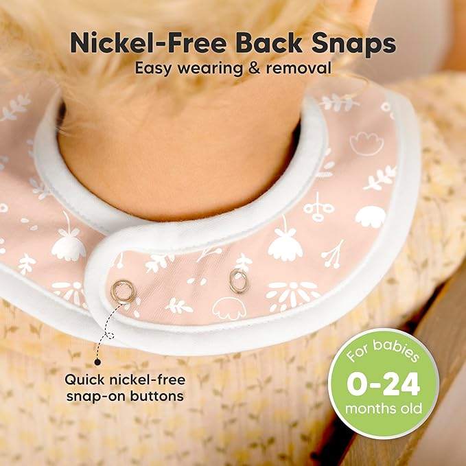 KeaBabies 8-Pack Organic Baby Bibs for Boys, Girls - Super Absorbent Cotton Drool Bibs for Baby Girl & Boy, Teething Toddler, Drooling Newborn, Ultra Soft & Machine Washable (Lunaris)