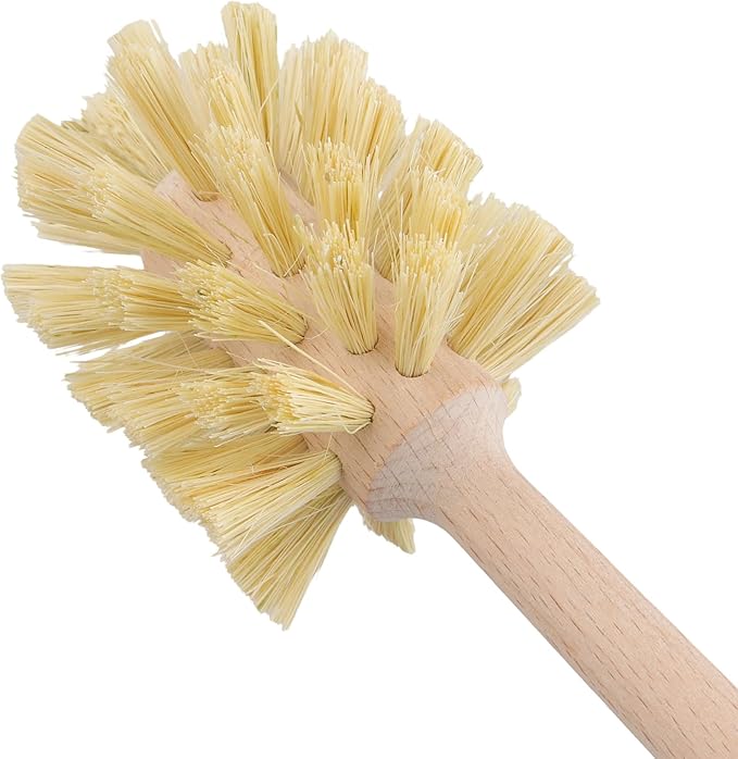 HAKZEON 4 Pack Wood Bottle Brush 14 Inch Extra Long Beechwood Handle and Sisal Bristles, Kitchen Bottle Brush for Scrubs Wide Mouth Jars, Cups, Tumblers, Dishes, Vases