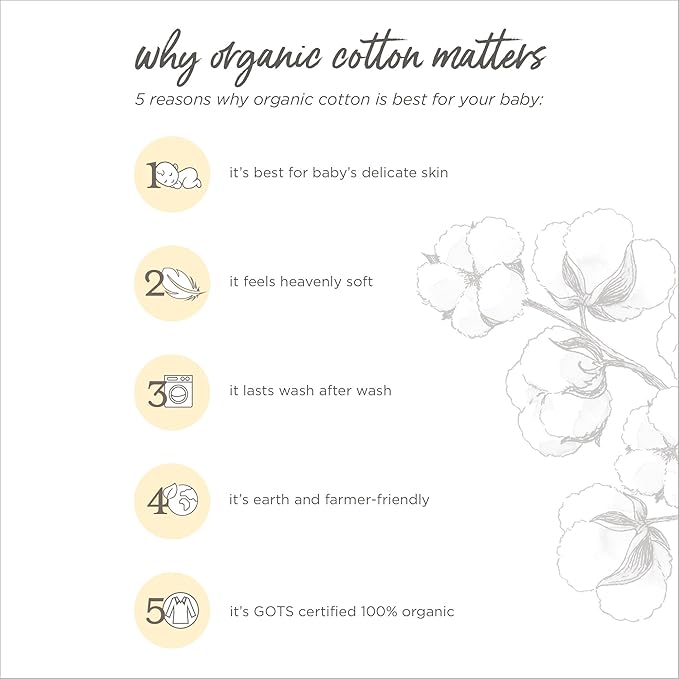 Burt's Bees Baby Organic Cotton Bodysuits – Baby Boy & Girl Short and Long Sleeve One-Pieces, 5-Pack