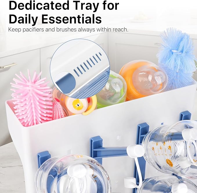 Ultimate Baby Bottle Drying Station -Space Saving Standing Drying Rack for Baby Bottles Multi-Level Vertical Holder for Maximum Airflow & Storage