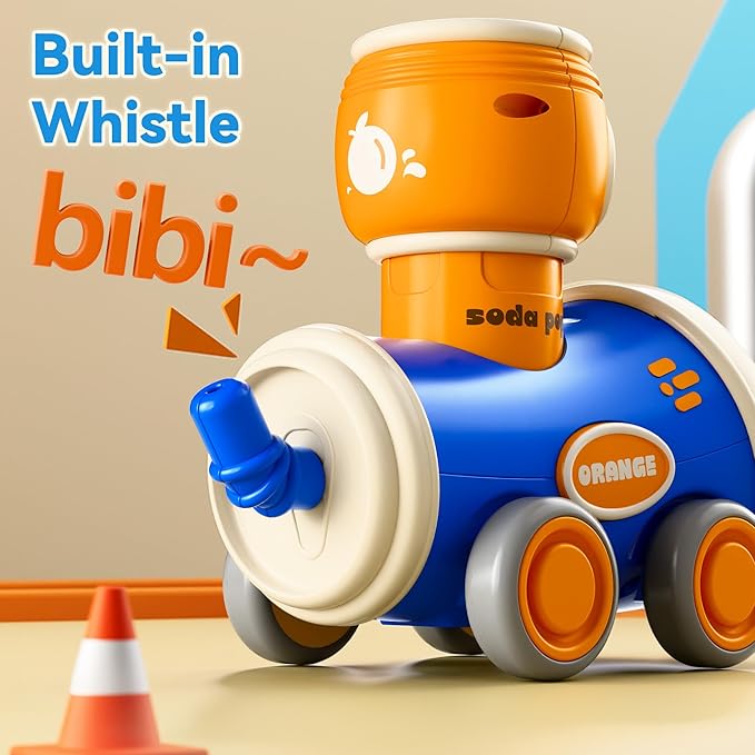 iPlay, iLearn Press to Go Car Toys Set for Toddlers 1-3, Baby Push Go Friction Racing Cars, Infant Play Vehicle Set, 1st Birthday Gifts for 6-9-12-18 Months, 1 2 3 One Years Old Boys Girls Child Kids