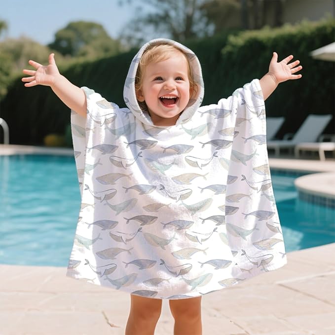Toddler & Kids Hooded Bath & Beach Towel - Microfiber Wearable Poncho for Bathroom, Pool, Beach