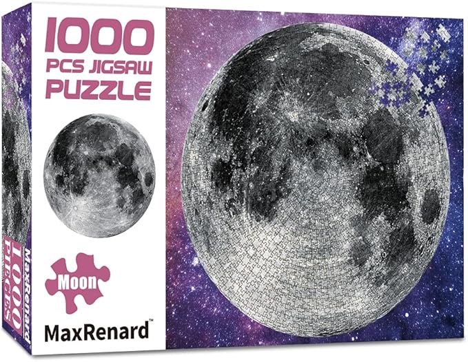 MaxRenard Game 1000 Pieces Jigsaw Puzzle Round Puzzle Toy The Moon