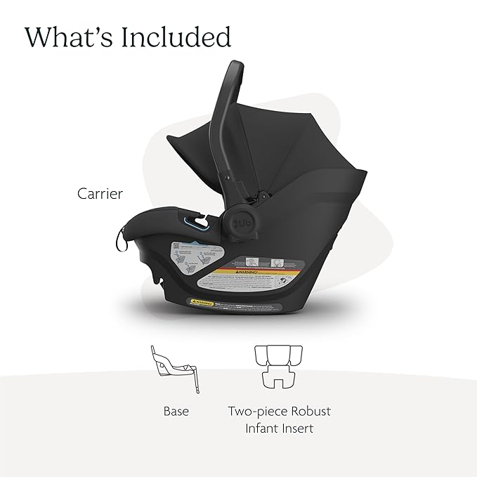 UPPAbaby Aria Lightweight Infant Car Seat/Just Under 6 lbs for Easy Portability/Base with Load Leg + Infant Insert Included/Direct Stroller Attachment/Jake (Charcoal/Black Leather)