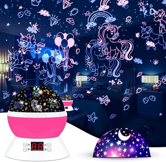 Unicorn Projector Night Light Lamps for Girls boys bedroom Toys for Age 6-8, Unicorns Night Lights with Timer birthday Children's Day Gifts for Kids Light Projector for Room Decor