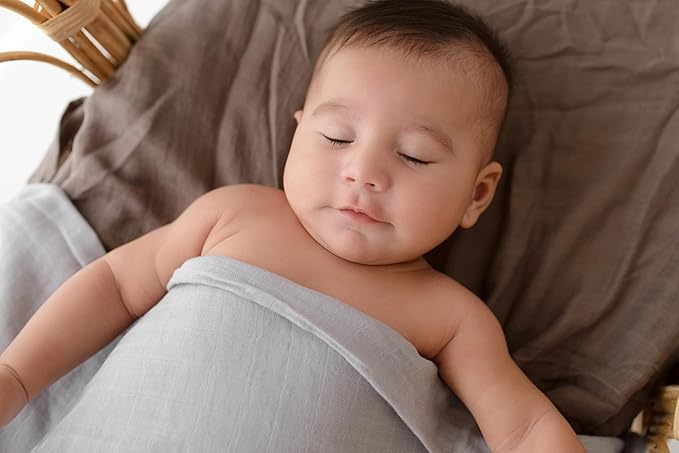Baby Boy Blankets, Muslin Swaddle Blankets Light Blue & Brown 2-Pack – Soft Viscose derived from Bamboo & Cotton Baby Blankets, 47x43, Breathable Receiving Blankets, Baby Boy Gifts