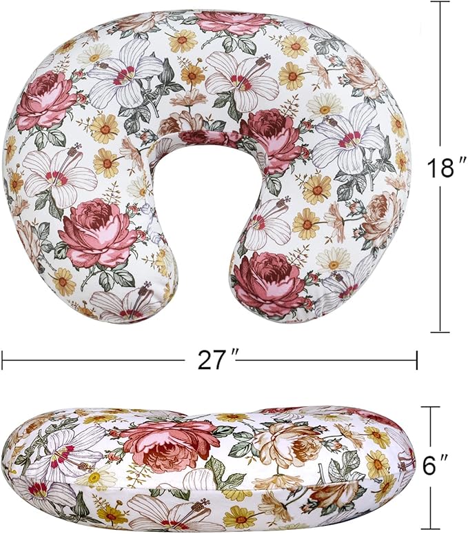 iEvolve Minky Nursing Pillow Cover Breast Feeding Pillow Cover Slipcover U Shape for Baby Boy Girl,Cover Only(Flora)