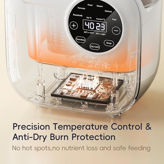 Baby Bottle Warmer, Felizbebe 10-in-1 Double Bottle Warmer for Breastmilk or Formula, Accurate Temperature Control, Timer, Sterili-zing, Defrost, Heat Food, Keep Warm, Breast Milk Warmer for Baby