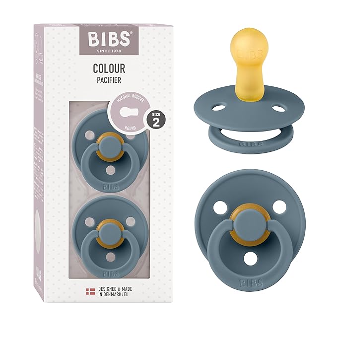 BIBS Pacifiers Colour Collection | Natural Rubber Baby Pacifier | Set of 2 BPA-Free Soothers | Made in Denmark | 6+ Months (Pack of 2) | Petrol Blue