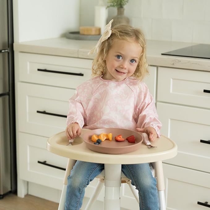 Tiny Twinkle Long Sleeve Bib for Babies & Toddlers – 2 Pack Waterproof Smock Bibs for Eating – Machine Washable & Mess-Proof, Baby Feeding Essential & Shower Must-Have (Toile,Bows, 6-24M)