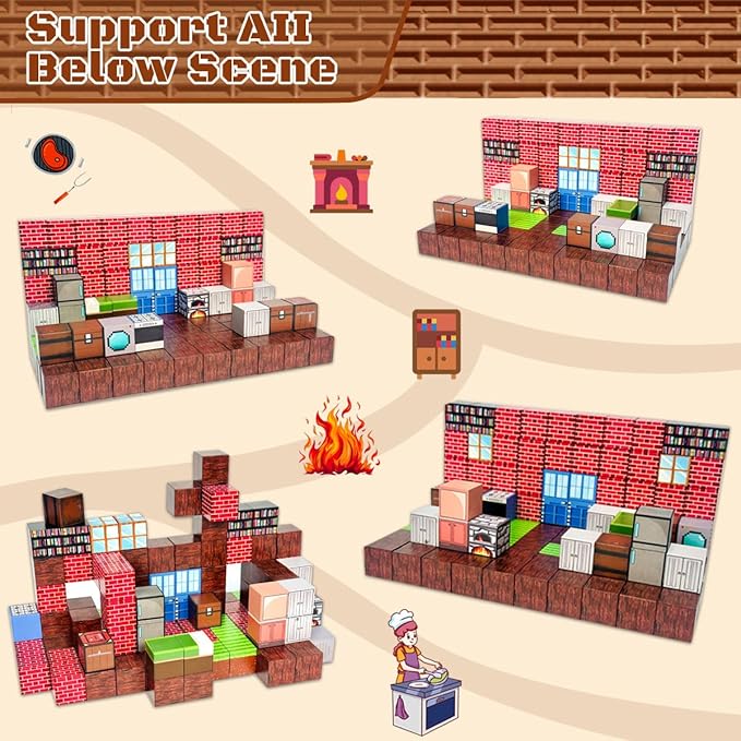 Magnetic Building Blocks Sweet Home, 100 PCS, STEM Learning, for Girls and Boys Ages 4 5 6 7 8 9 10, Attractive Birthday, Educational and Screen Free