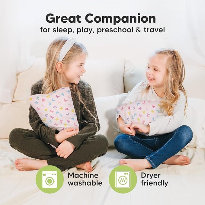 Mini Toddler Pillow with Pillowcase - 9x13 My Little Dreamy Travel Kids Pillow for Sleeping, Toddler Bed, Small, Tiny, Organic Cotton Pillowcase, Soft & Breathable, Kids 2-4 Years Old (Mist Pink)