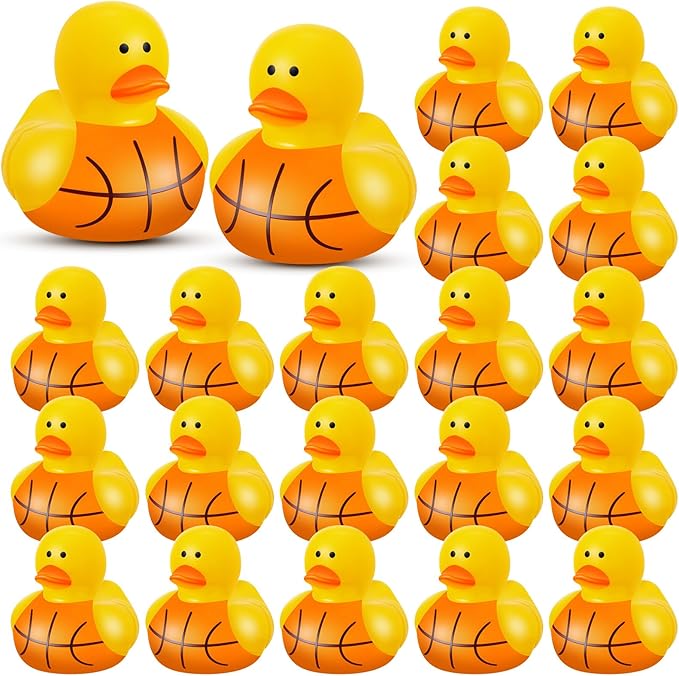 Deekin 50 Pcs Rubber Duck 2 Inch Bulk Sport Party Favors for Birthday Party Decorations Club Player Gift (Basketball Player)