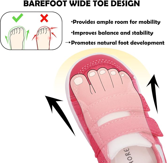 MORENDL Wide Toe Box Shoes Toddler Barefoot Shoes Baby Walking Shoe Boy Girl Non-Slip Zero Drop Minimalist Sneakers Comfort Tennis Outdoor Activities