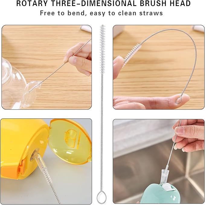 16PCS Versatile Scrubber Brush- Multipurpose Bottle Gap Brush 3 in 1 Cup Lid Cleaning Brush- Long Silicon Water Bottle Cleaner Brush- Gas Burners Stove Top Cleaner Brush- Spoon Straws Cleaning Brush