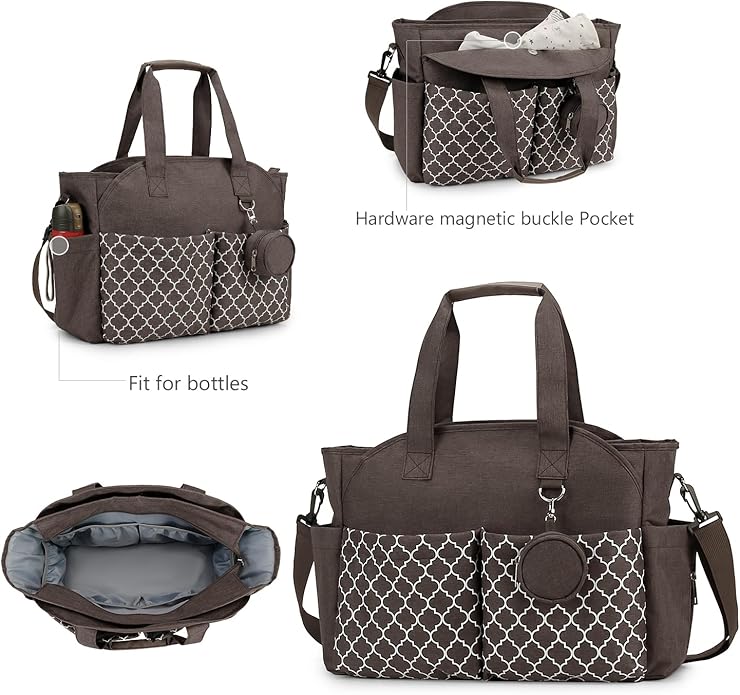 Lmbabter Diaper Bag Tote with Changing Station Upgrade Multi-Function Baby Bag with Adjustable Shoulder Strap