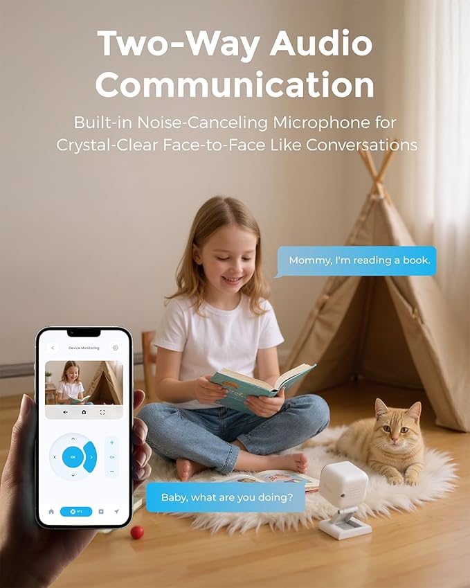 Devo CCAZ10 Security Camera 2K | Indoor &Outdoor|Baby Camera & Pet Monitor | Color Night Vision, 2-Way Audio, Live Stream, Motion Alerts & Notifications White,1 Cam