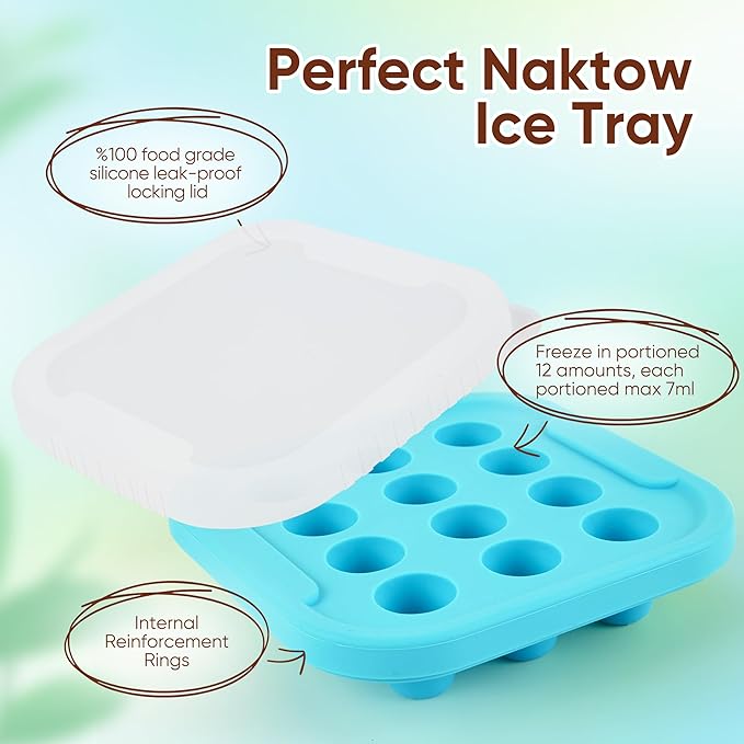 Silicone Milk Freezer Tray - Perfect Storage Container Silicone Baby Food Freezer Tray Mold With Lid for Bone Broth, Purees Baby Food and Purees Color Aqua Blue