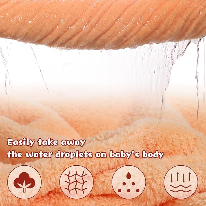 Kids Bath Towels with Hood, Soft and Thick Hooded Towels for Toddlers 3-5, 2 PCS Cute Animal Face Premium Coral Fleece with Large Size 50 in*32 in, Orange Tiger & Yellow Lion Set