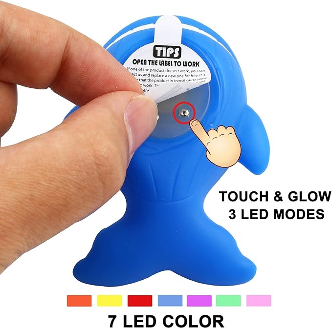 Bath Toys, 8 Pcs Light Up Floating Rubber Animal Toys Set, Flashing Color Changing Light in Water, Baby Infants Kids Toddler Child Preschool Bathtub Bathroom Shower Games Swimming Pool Party