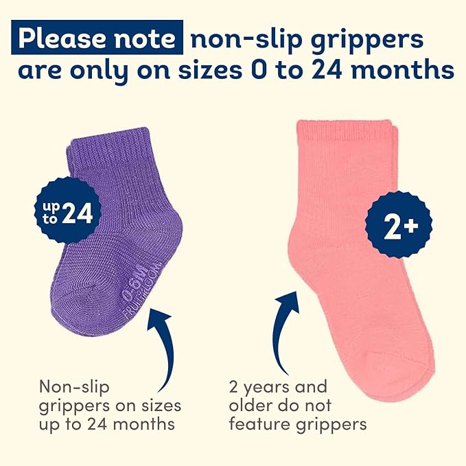 Fruit of the Loom Baby 14-Pack Grow & Fit Flex Zones Cotton Stretch Socks - Unisex, Girls, Boys