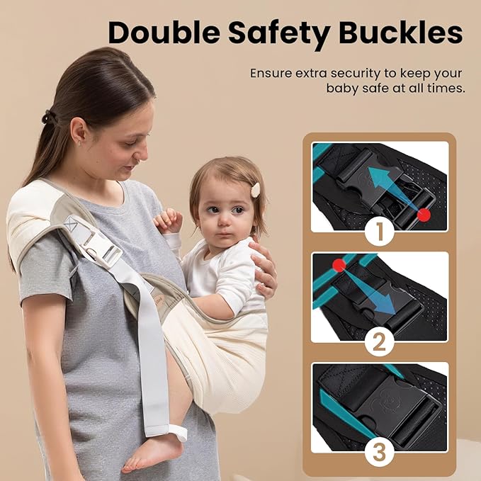 Baby Carrier Newborn to Toddler, Baby Sling Carrier, Toddler Carrier 25-60 lbs with Adjustable Straps, Soft Padded Edges, Lightweight and Travel-Friendly Newborn Baby Carrier