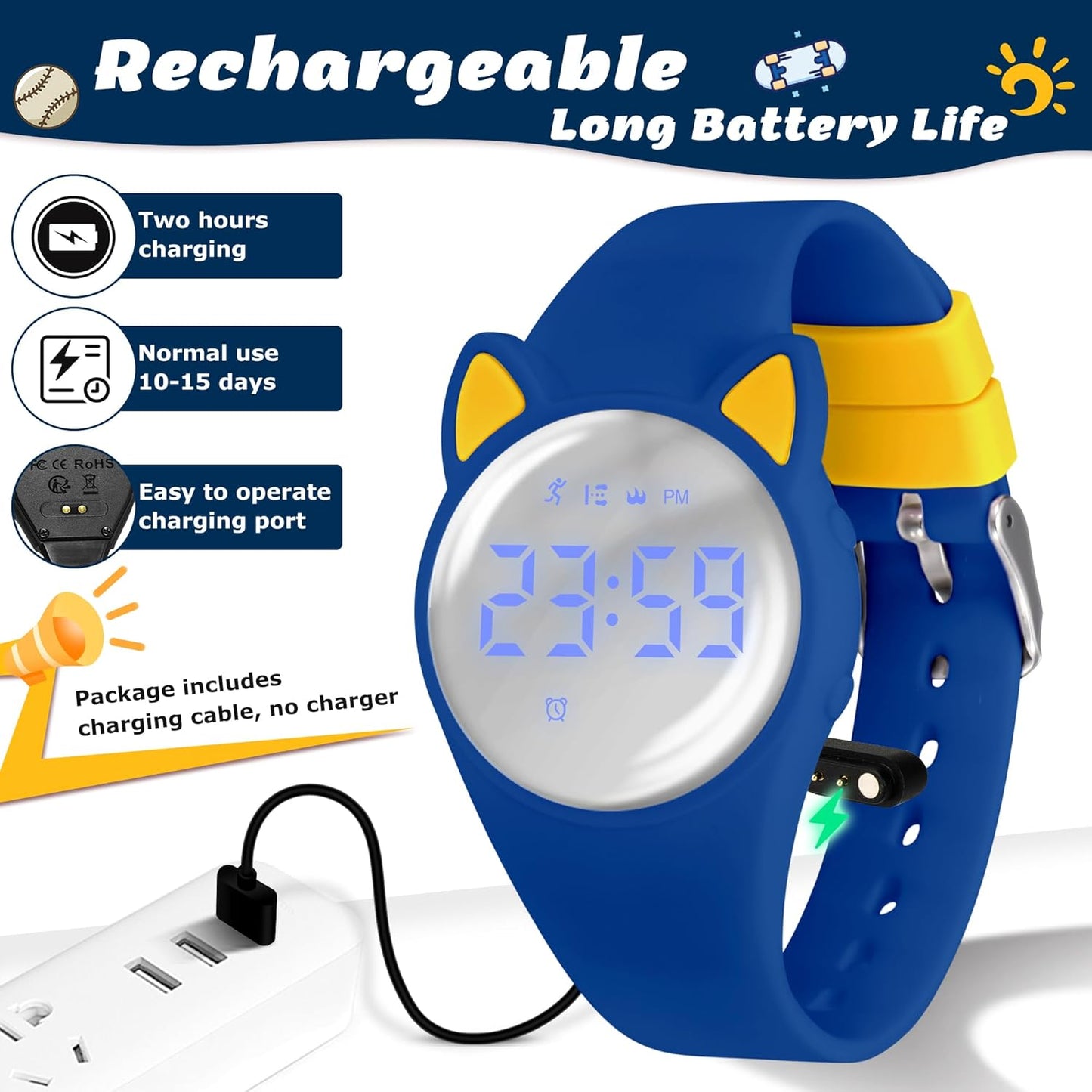 Kids Watches for Girls Boys Digital Sport Watch with Step Counter Pedometer Vibration Alarm Clock, No App Waterproof Fitness Tracker Kids Watch Boys Girls Teens Students Ages 5-16