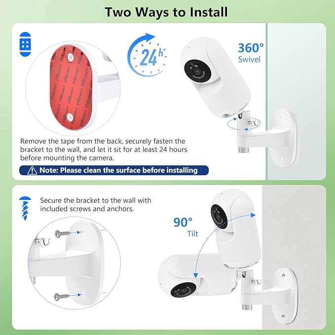 Adhesive Baby Monitor Wall Mount Compatible with VTech Advanced HQ Max, Ajustable Baby Monitor Stand Without Drilling and Wall Damage
