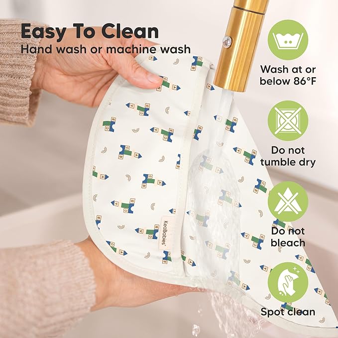 KeaBabies 3-Pack Waterproof Baby Bibs for Eating - Lightweight Toddler Feeding Bibs with Large Food Catcher, Mess Proof, Food-Grade Baby Eating Essentials, Easy to Put On & Clean (Toy Land)