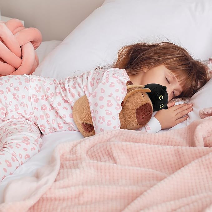 Achwishap Capybara Plush,Capybara Stuffed Animal Cute Plushies,Capybara Plush Toys,Kawaii Plushie Stuffed Toy with Black Cat Backpack Plushies Gifts for Kids Adults(Capybara with Black Cat,9.1”)