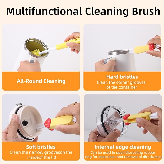 3 Pack Cleaner Brush Kit for Stanley, Bottle Cleaner Brush Set with Straw Brush Cleaner and Cup Lid Cleaning Brush for Stanley Cup, Tumbler Cups, Drinking Glass (Yellow)