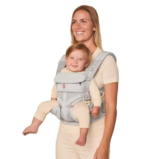Ergobaby Omni Classic Baby Carrier Newborn to Toddler - Breathable Baby Carriers for Summer - All-Position Carrier with Lumbar Support (7-45 Pounds), Mesh, Pearl Grey