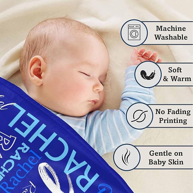 Artsadd Personalized Baby Blanket for Boys Girls with Name, Custom Super Soft Fleece Blankets for Kids Adults, Customized Christmas Birthday Blanket Gift for Daughter Son Friends Family