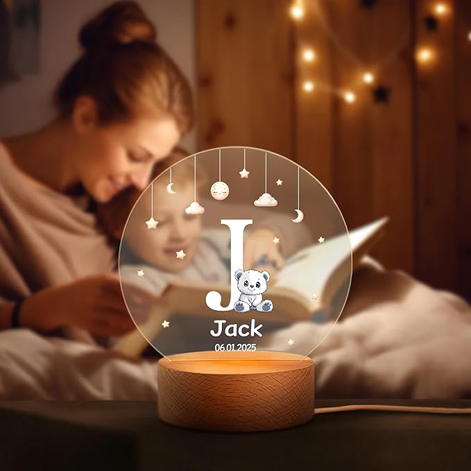 callie Acrylic Night Light Name Plate Personalized, Custom Cute Animal Dog Cat with Wooden Base Bedroom Decor, Birthday Gifts Kid Gifts for Family (Cute Animal Dog Cat)