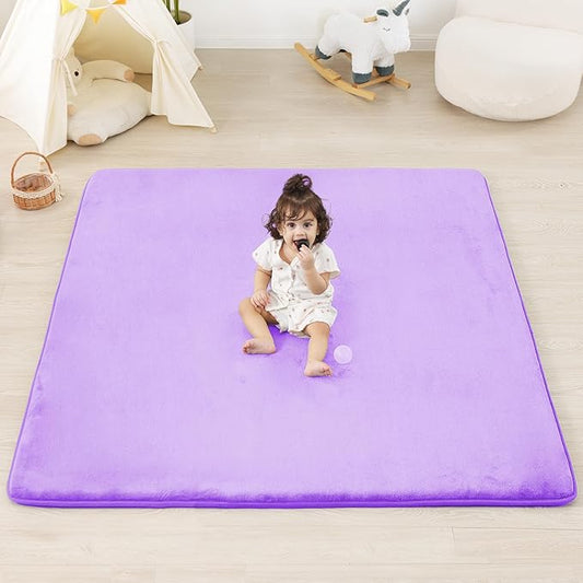 1.3" Thick Baby Floor Play Mat 50x50, Basic Padded Foam Mat for Tummy Time Crawling, Non Slip Cushioned for Babies Toddlers Infants Kids (Violet)