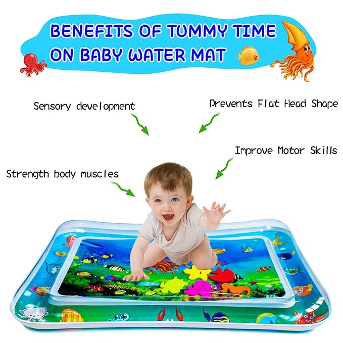 ZHUYNXIR Water Play mat, Water mat Baby, Inflatable Play Mat Water mat Baby Toys, Fun Early Development Activity Play Center for Newborn (27.5 x 20 in)
