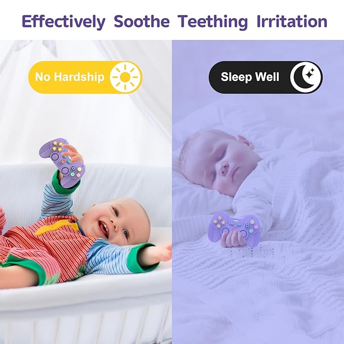 1Pack Silicone Teethers for 6-12 Months Old, Teething Toys for 0-6 Months Old, Remote Teether for Baby, Sensory Toys for Babies & Toddlers, Unisex Gifts