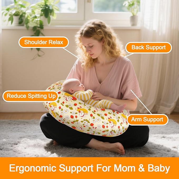 Baby Nursing Pillow for Breastfeeding, Adjustable Breast Feeding Pillow for Bottle Feeding, Ergonomic Support for Mom and Baby Healthier Nursing, for Newborn (Bunny)