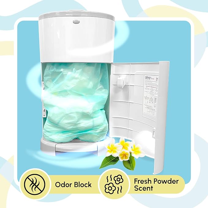 Reli. Diaper Pail Refill Bags, Compatible with Dekor Classic (5 Pack) | Diaper Dekor Refills w/Powder Fresh Scent | Odor Blocking, Strong, Easy Replacement Bags | Holds up to 2475 Diapers