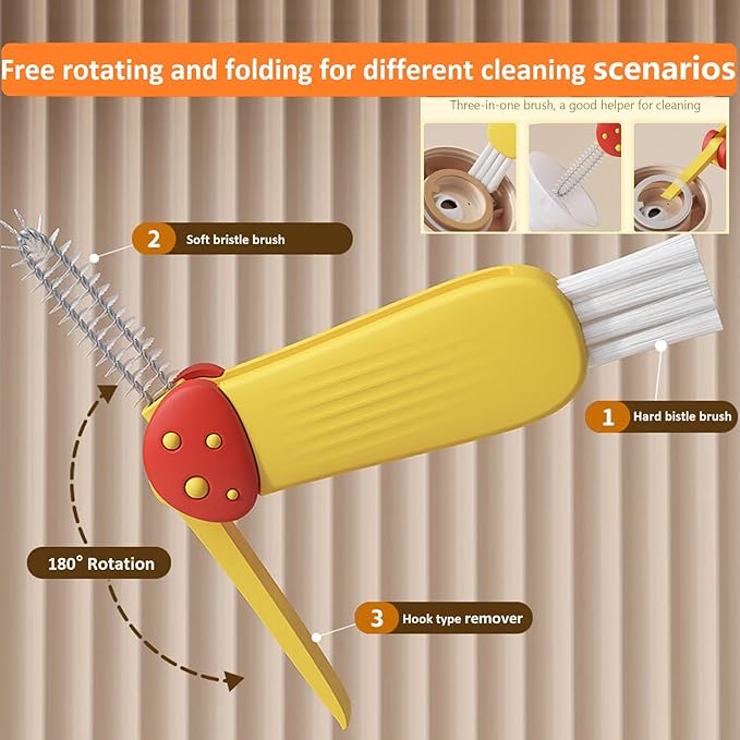 New Upgrade 3 in 1 Cup Lid Cleaning Brush, 3 Pack Tiny Bottle Brushes Set,Multifunctional Tool for Thorough Cleaning of Bottles, Cups, and Tight Spaces,Ideal for Home & Kitchen