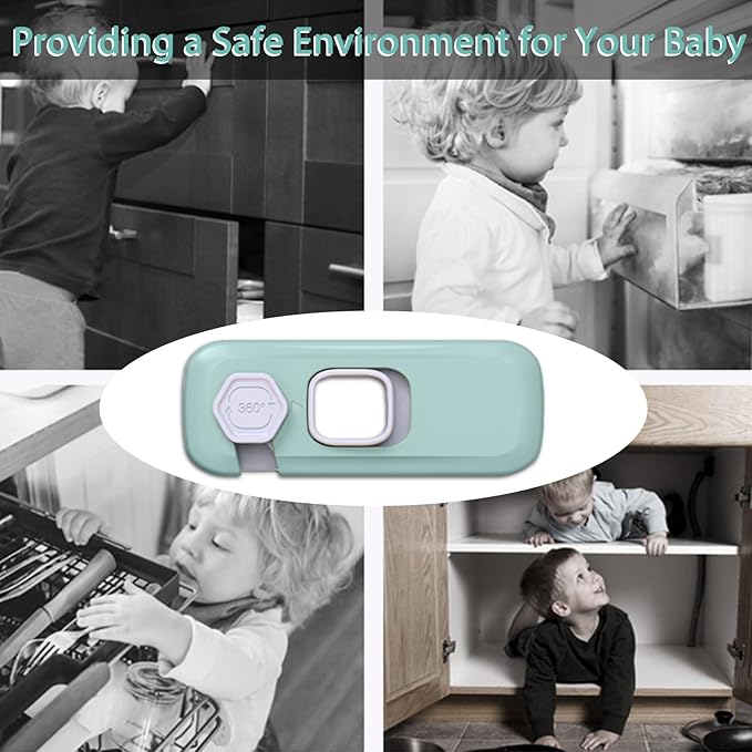 5Pack Child Proof Refrigerator Lock, Baby Proofing Cabinet Locks, oven lock child safety, fridge lock, for Fridge, Drawers, Dishwasher, Oven, Cupboard, Closet, Adhesive, No Tools Need(Green)