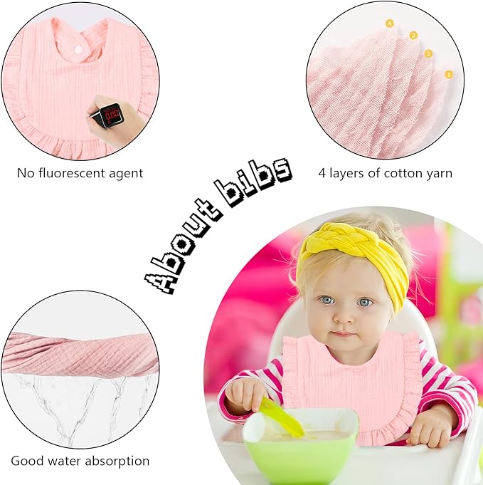 Muslin Baby Bibs for Drooling and Teething Newborn Drool Bibs for Baby Girl Boy