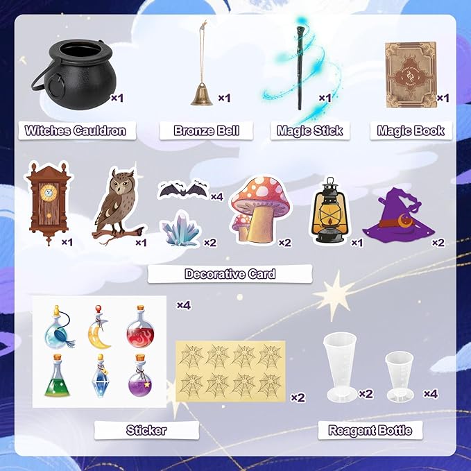 Mud Kitchen Playset for Kids, Wooden Magic Kitchen Set w/Wand, Recipe, Removable Sink, Faucet, Stove, Toddler Outdoor Pretend Play Kitchen, Witch Role Play, Fairy Potion, Gift for Boys Girls