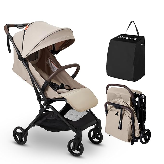 MAMAZING Lightweight Baby Travel Stroller with Carbon Fiber Frame, Compact & Airplane-Friendly, One-Handed Folding Design, 11.6 lbs, Perfect for Toddlers, Simply Taupe