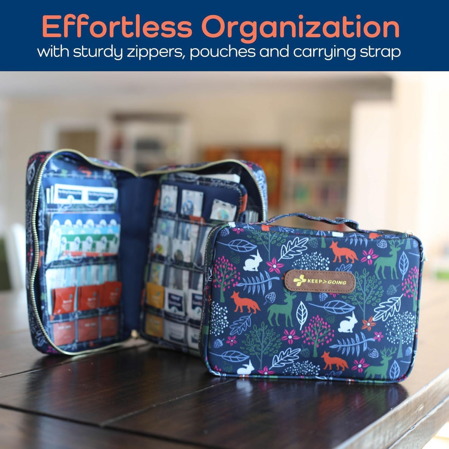 KeepGoing Large Home First Aid Kit for Kids – 270 Pc. for Car, Home, Dorm, & Boat with Latex-Free Bandages – 10 x 7 x 3.5 in. Travel First Aid Kit (Woodland)